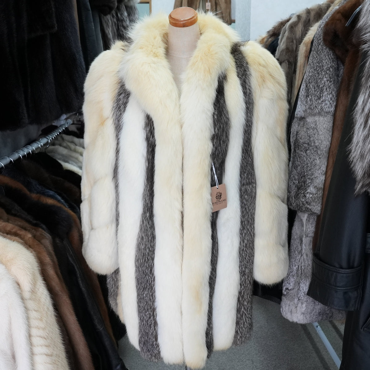 Shadow Fox and Silver Fox Stripe Design Coat Soft and Fluffy SAGA FOX