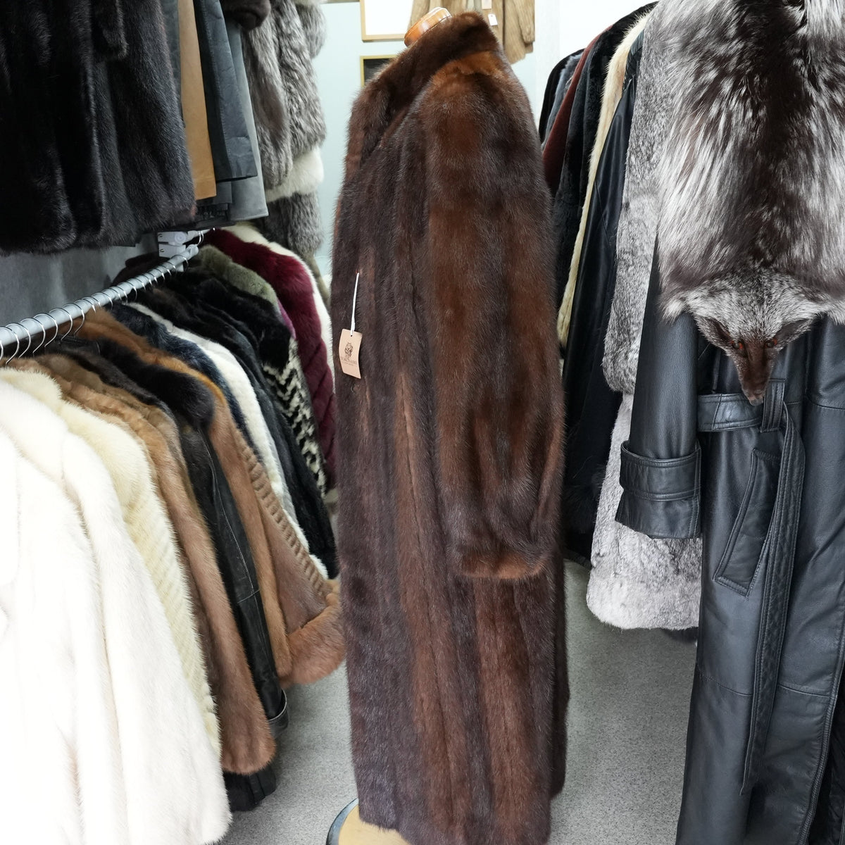 Dark Mink Very Long Coat - Genuine Vintage Fur From Japan
