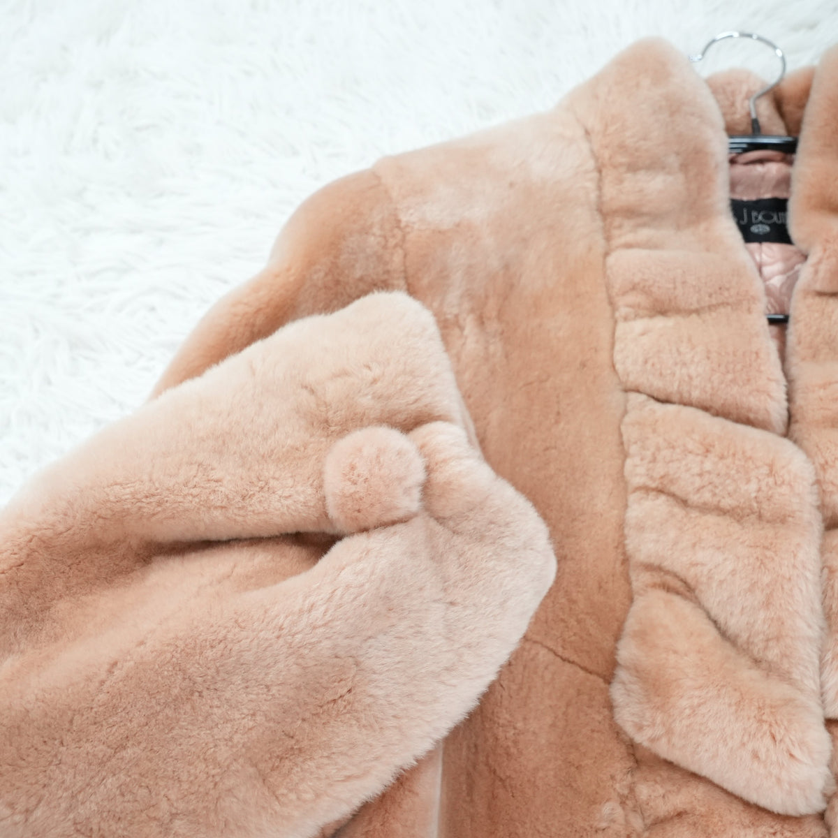 Pink Beige Dyed Nutria Fur crop Jacket - Genuine Vintage Fur From Japan