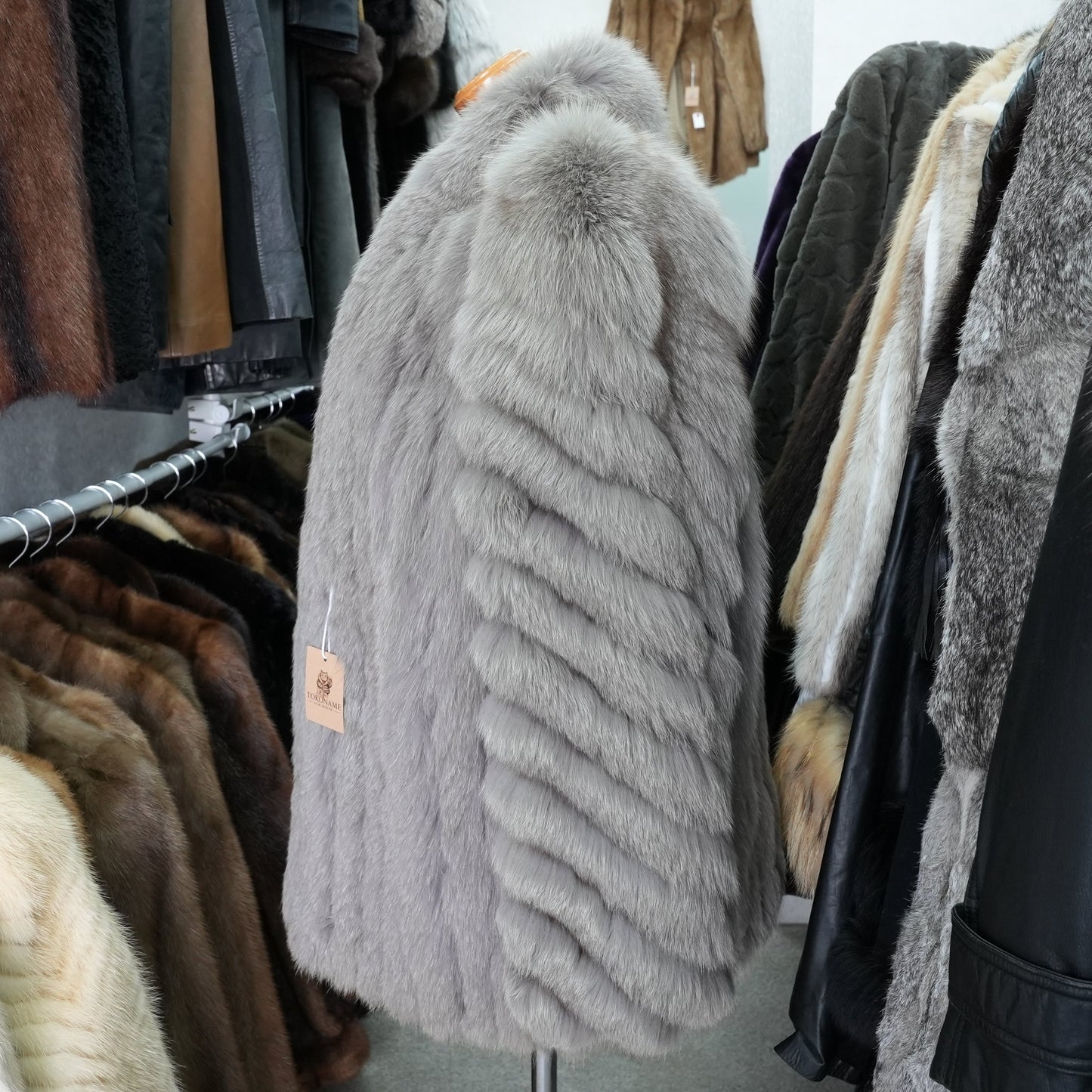 Gray Dyed Fox Fur Coat - Genuine Vintage Fur From Japan
