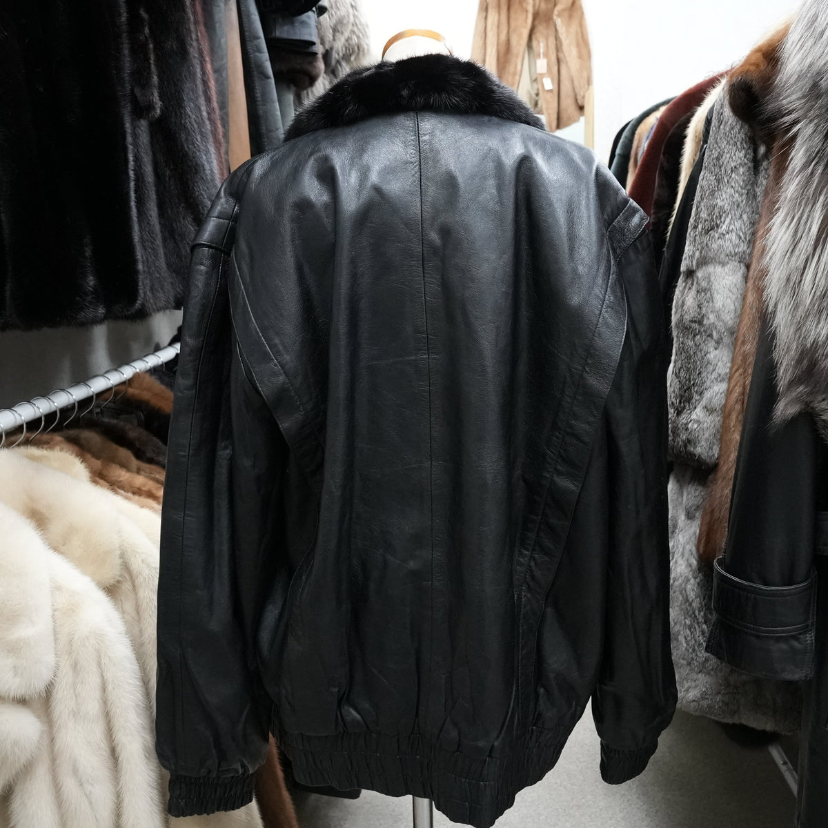 Men Reversible Mink and Leather Bomber Jacket - Genuine Vintage Fur From Japan