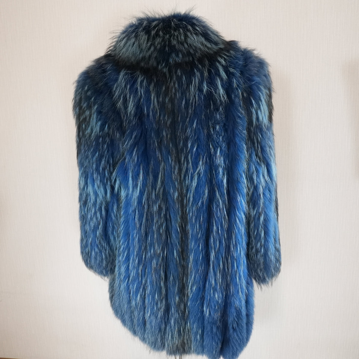 Blue Dyed Fox Fur semi Long Coat smooth - Genuine Vintage Fur From Japan