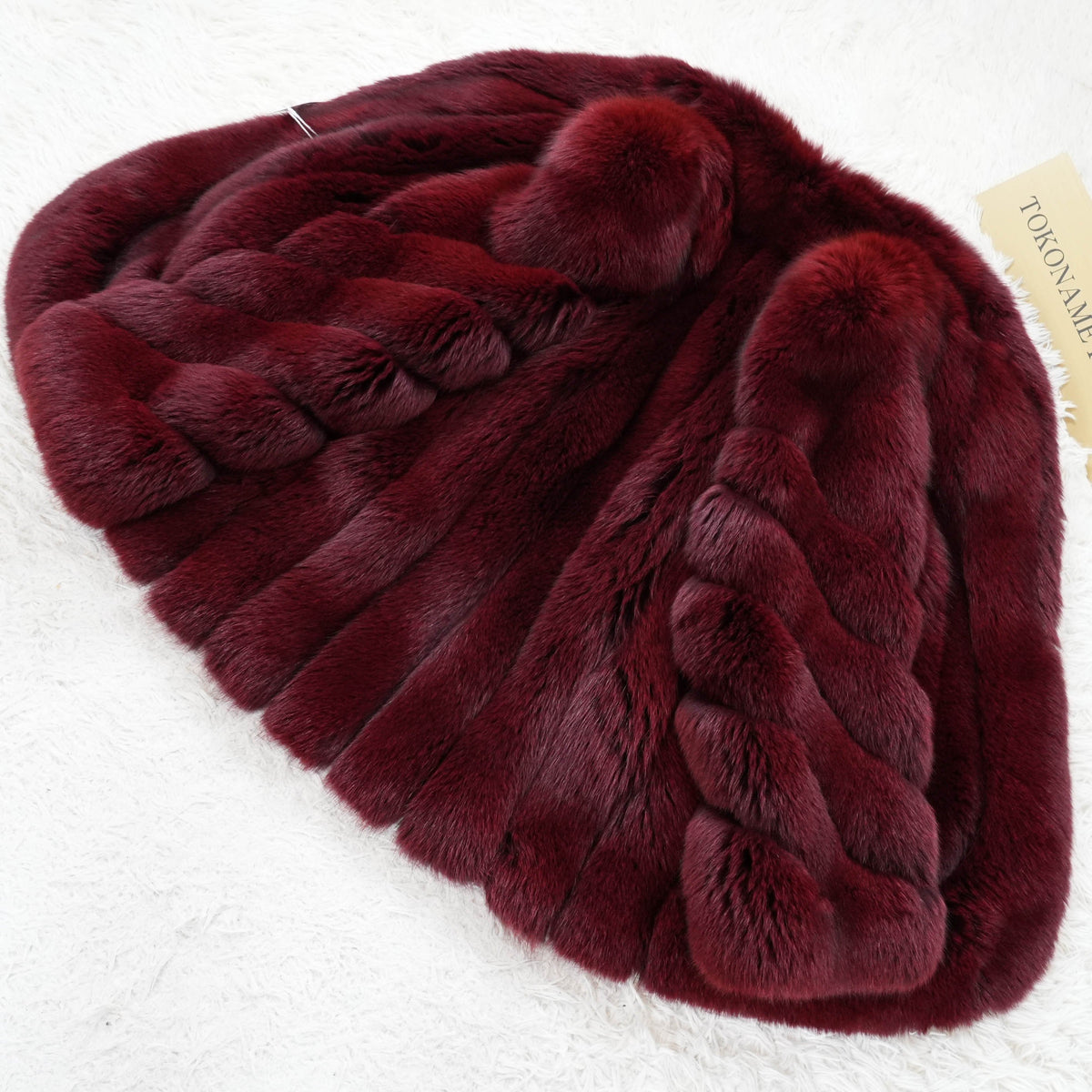Wine Red Dyed Fox Fur Coat SAGA FOX Soft and Fluffy - Genuine Vintage Fur From Japan