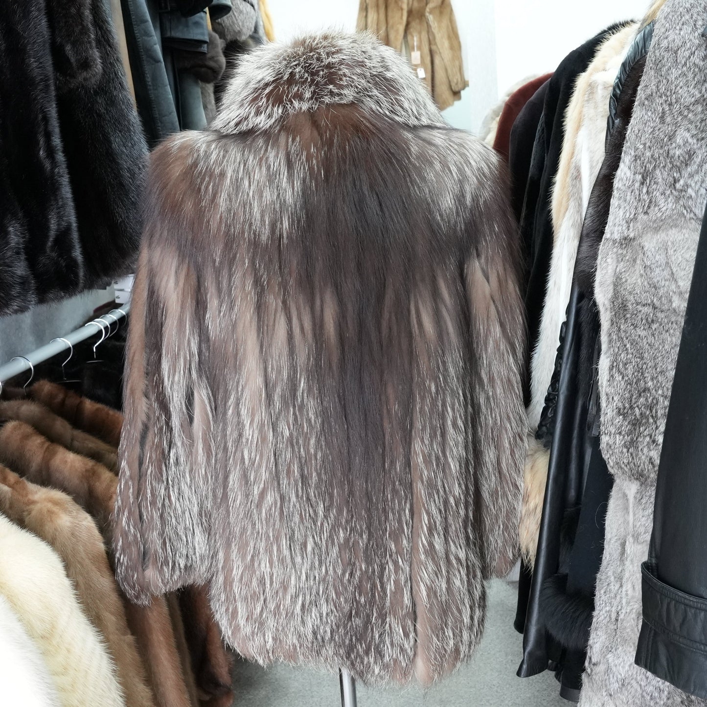 Silver Fox Fur Coat - Genuine Vintage Fur From Japan
