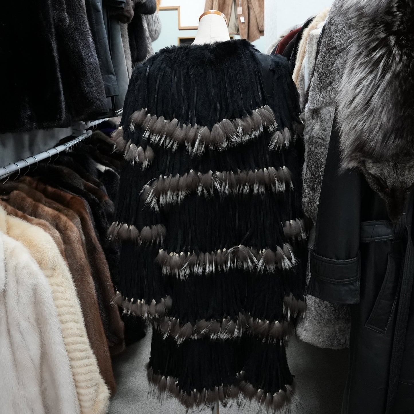 Silver Fox and Rabbit Design Coat New with Tag