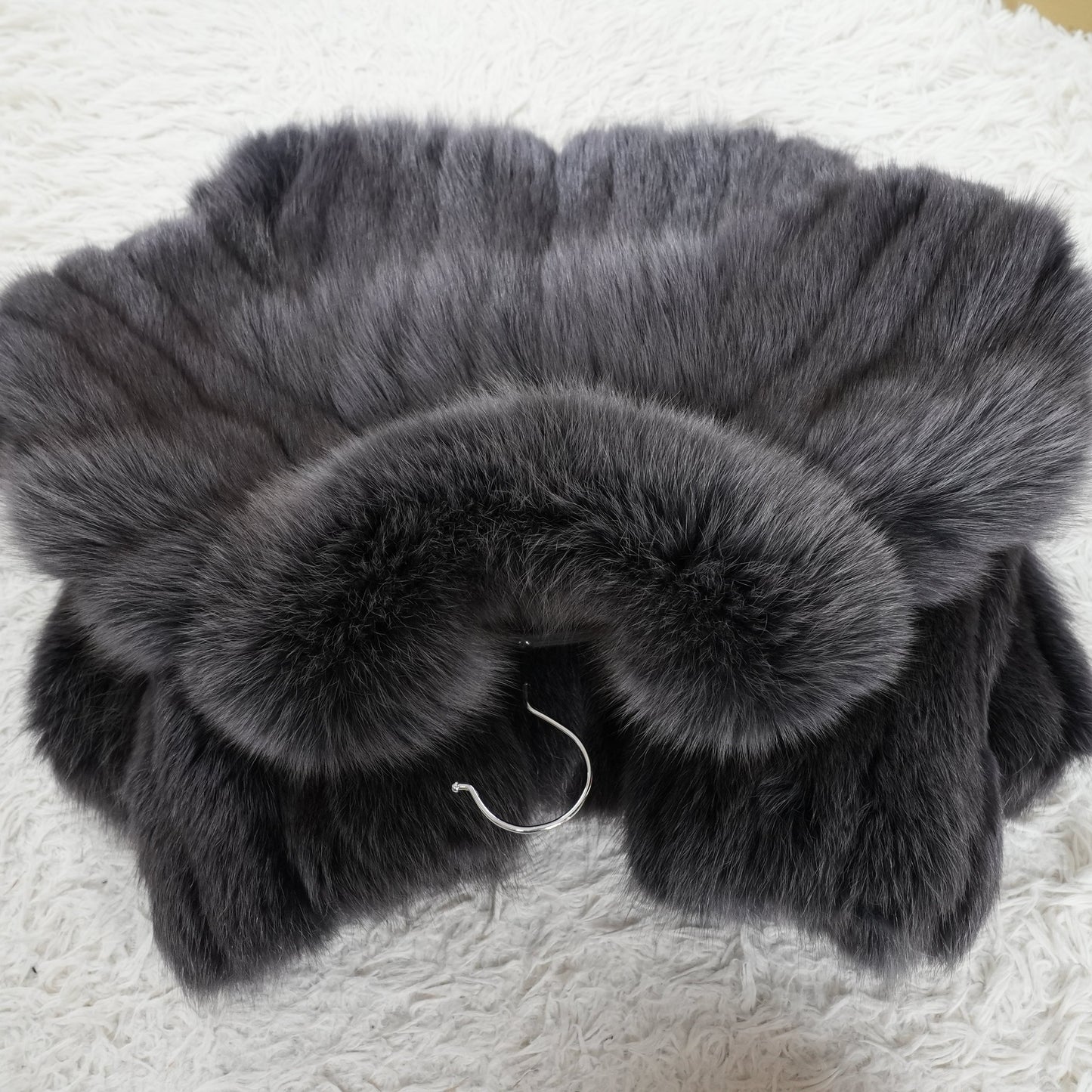 Gray Dyed SAGA FOX Fur Coat - Genuine Vintage Fur From Japan