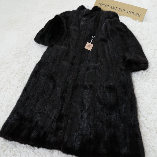 Dark Mink Long Coat Hair Up - SAGA MINK Genuine Vintage Fur Japan