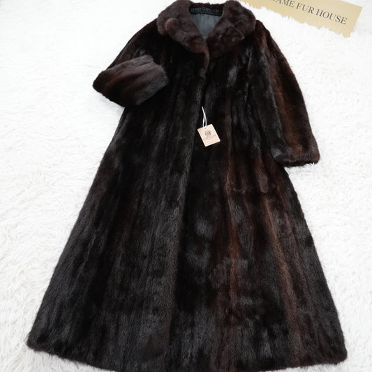 Dark Mink Long Coat - Vintage Fur Japan