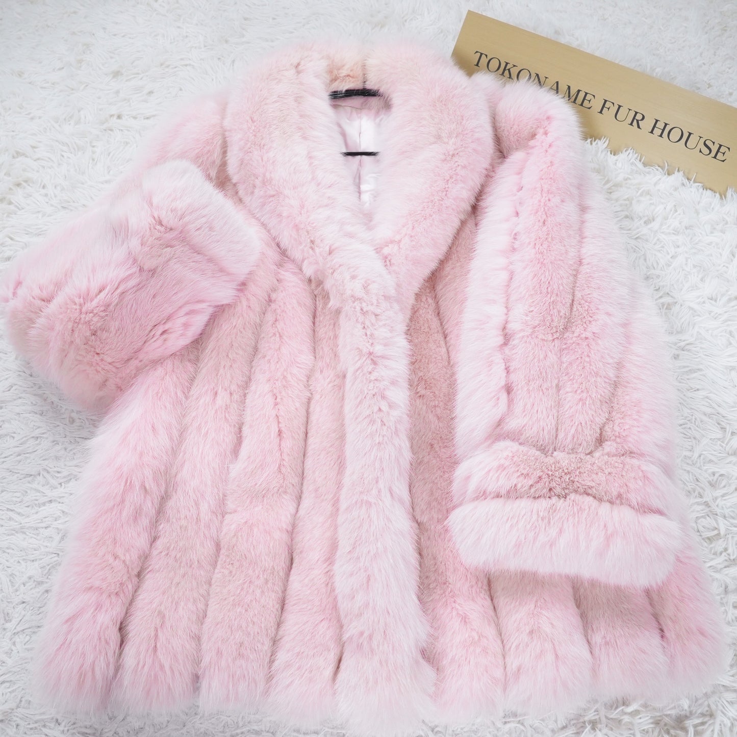 Pink Dyed SAGA ROYAL FOX Coat Soft and Fluffy - Genuine Vintage Fur From Japan