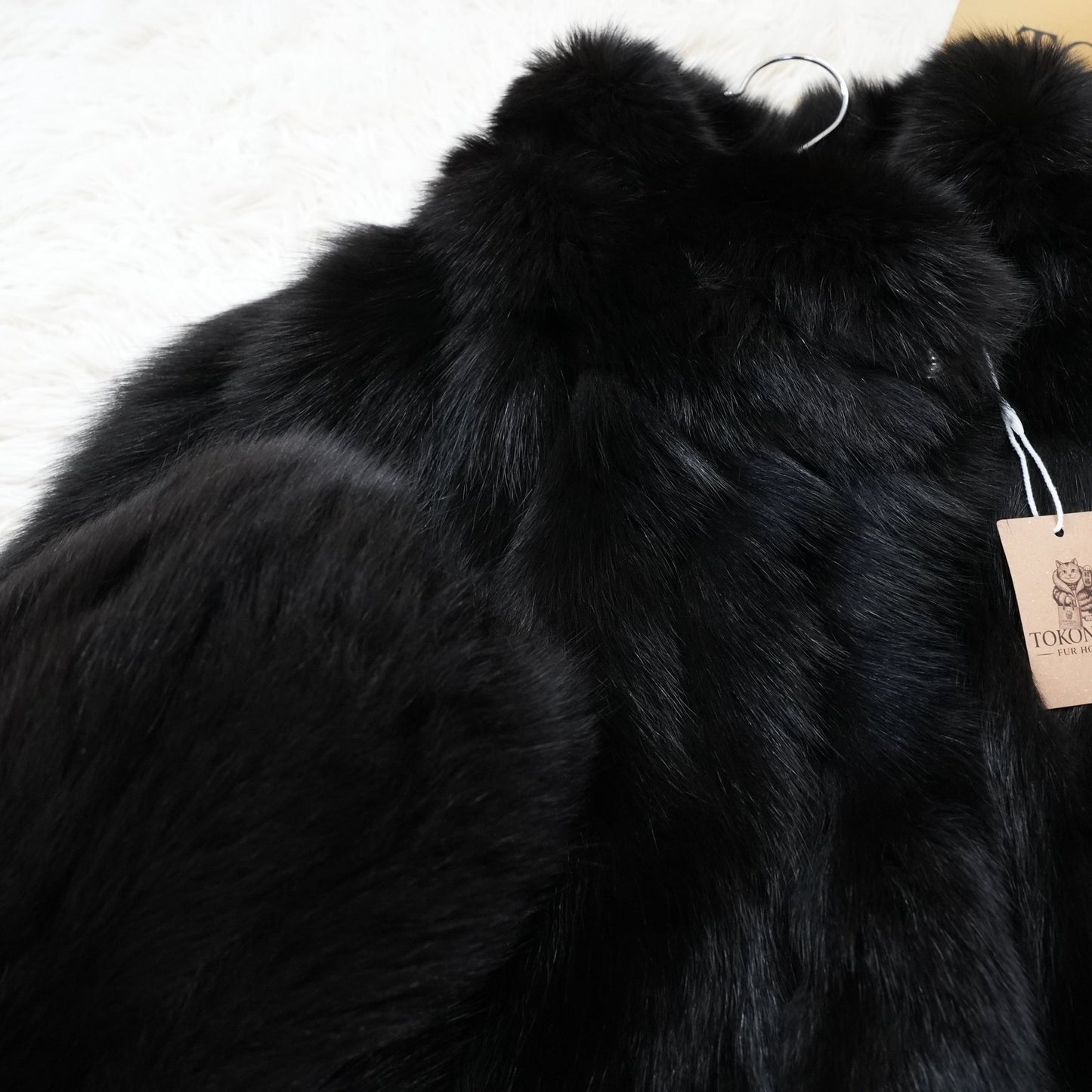 Black Dyed Fox Coat SAGA FOX - Genuine Vintage Fur From Japan