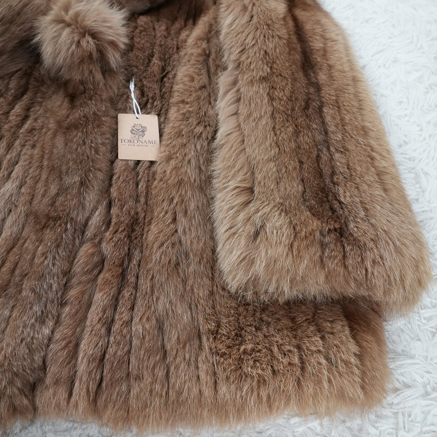 Brown Dyed Fox Fur Design Coat - Genuine Vintage Fur From Japan