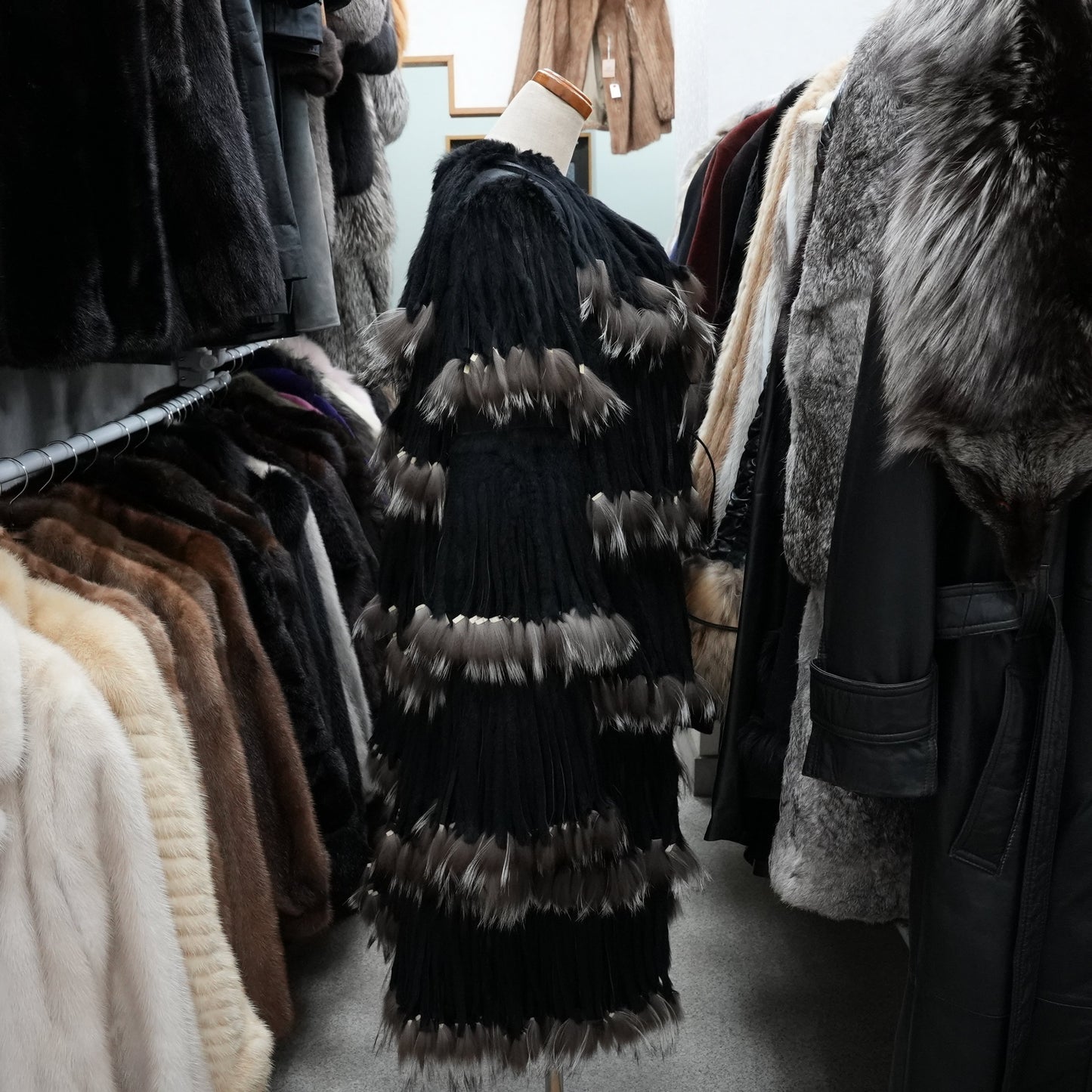 Silver Fox and Rabbit Design Coat New with Tag