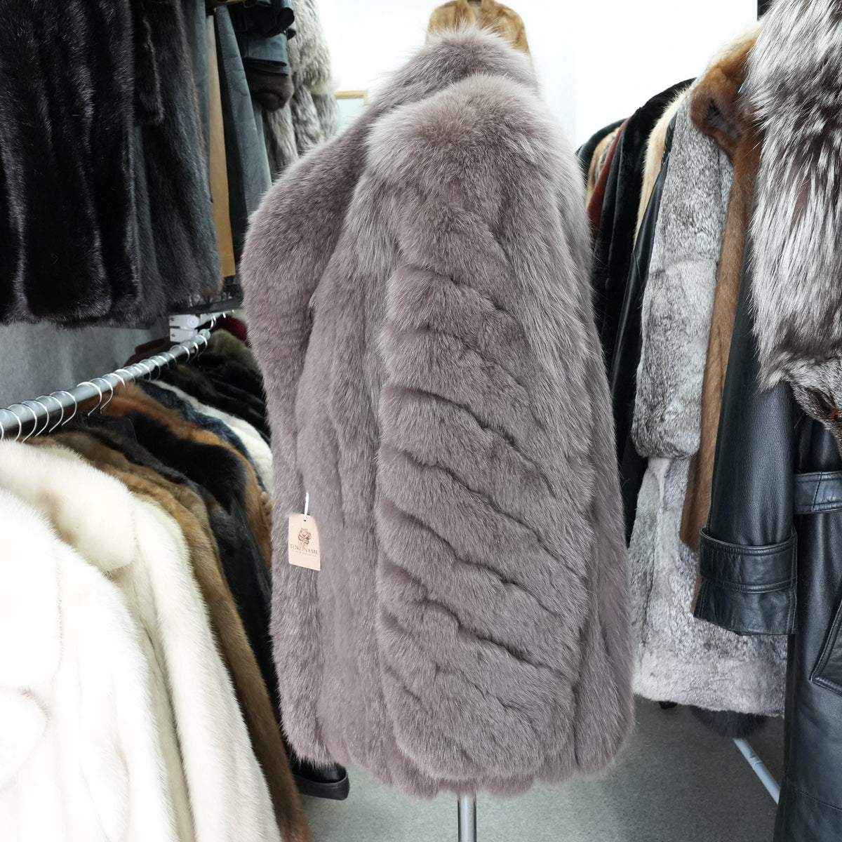 Smoky Brown Dyed Fox Fur Coat Malvoisie - Genuine Vintage Fur From Japan