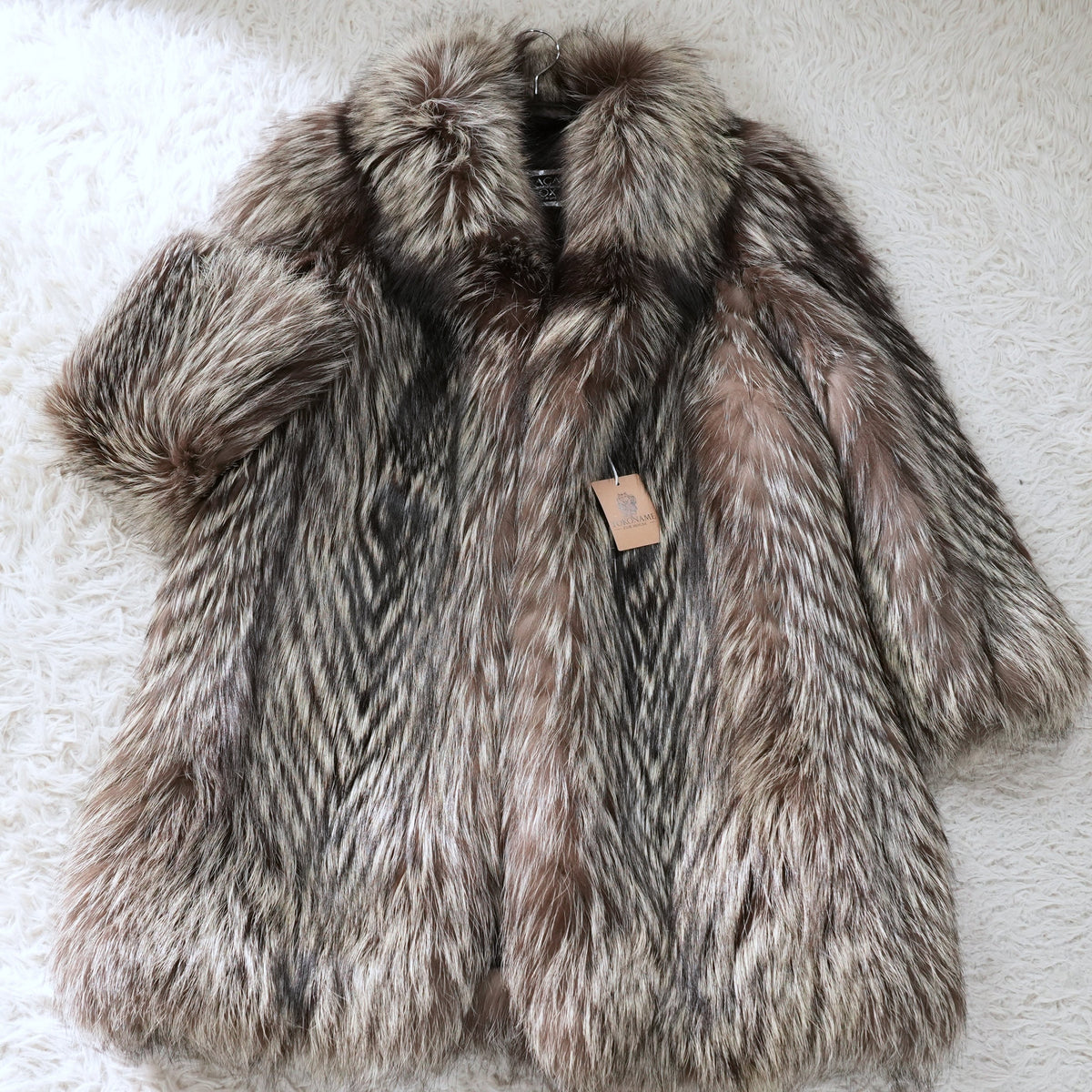 Silver Fox Fur Semi Long Coat - Genuine Vintage Fur From Japan