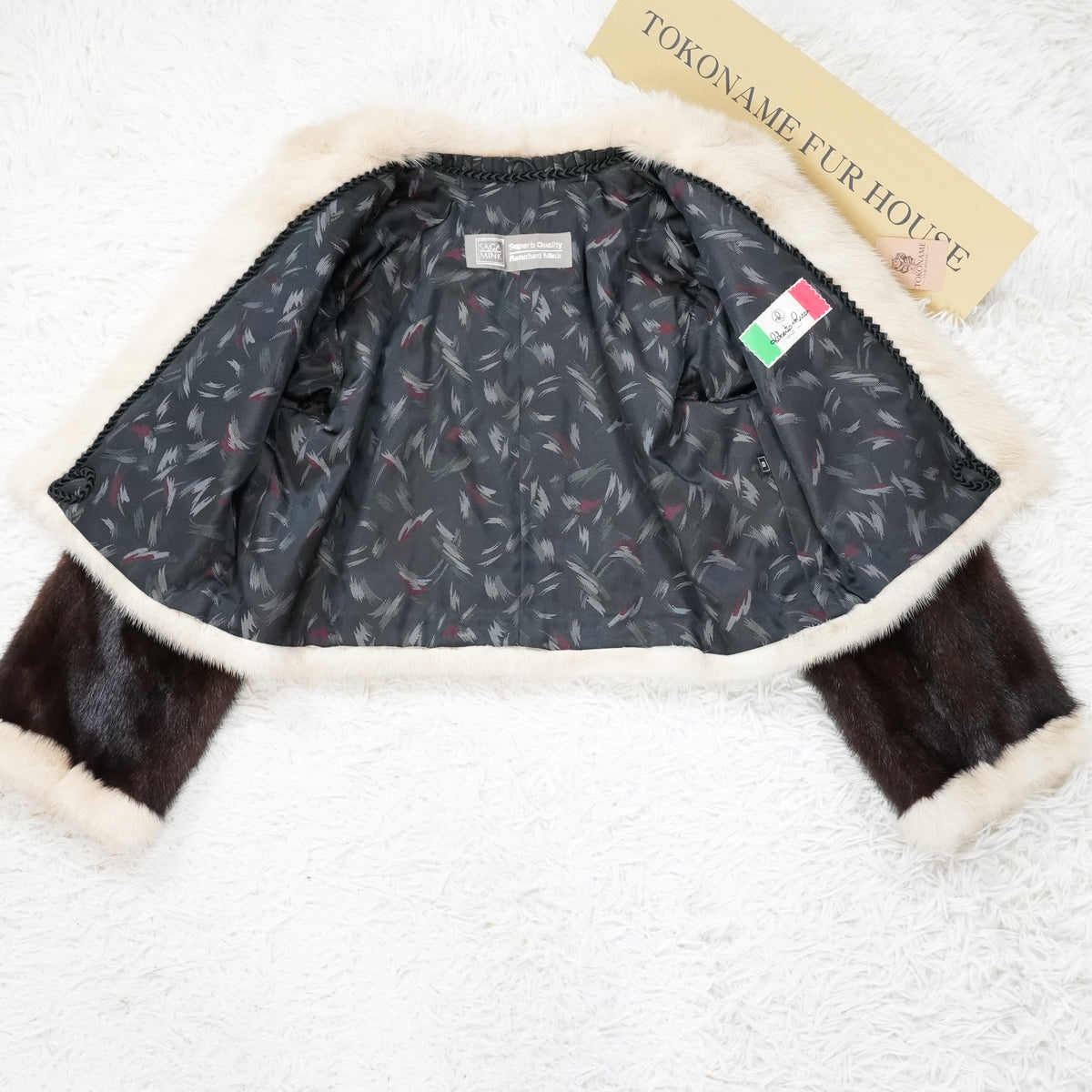 Two tone Crop Mink Fur Jacket - Genuine Vintage Fur From Japan