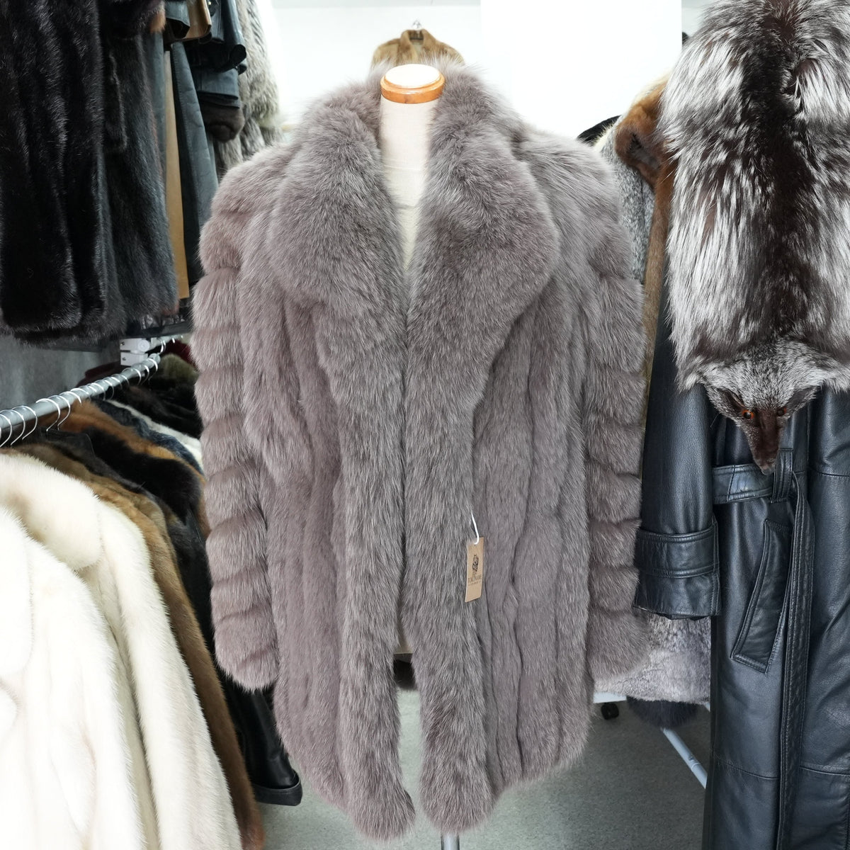Smoky Brown Dyed Fox Fur Coat Malvoisie - Genuine Vintage Fur From Japan