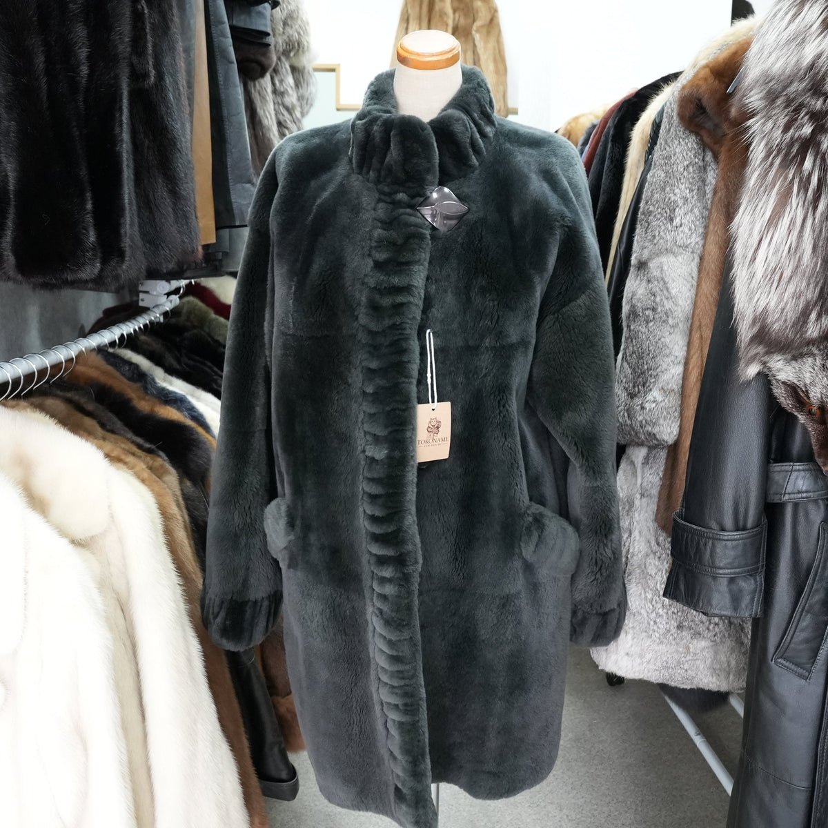 Nutria Green Dyed FUr COat Josephine - Genuine Vintage Fur From Japan