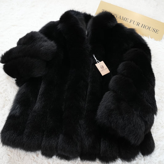 SAGA ROYAL FOX Black Dyed Belle Vison - Genuine Vintage Fur From Japan