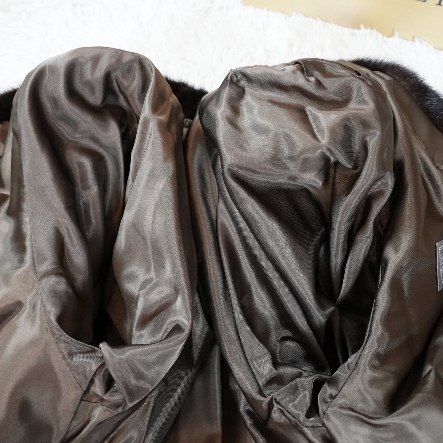 SAGA MINK Dark mink Half Coat - Genuine Vintage Fur From Japan