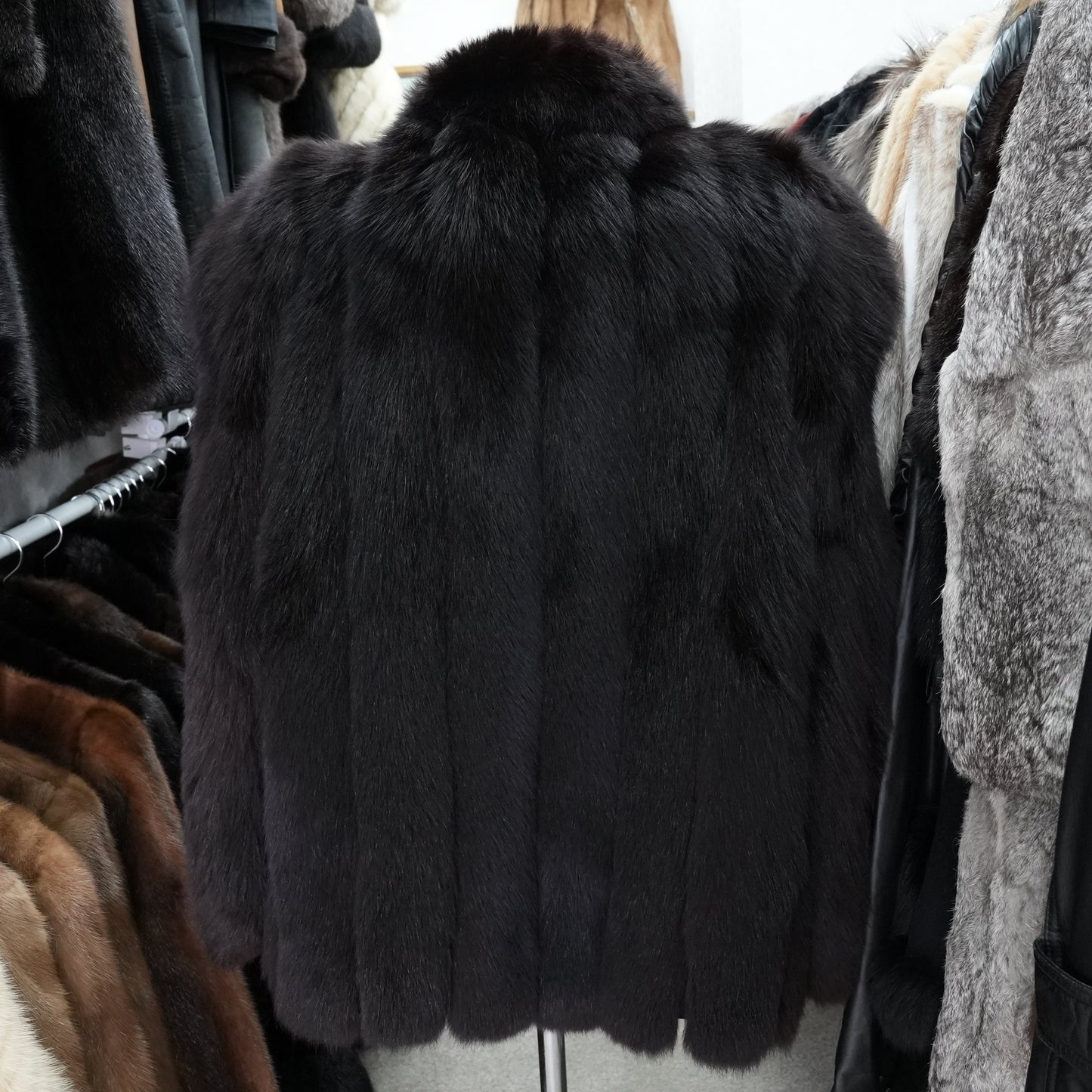 Black Dyed SAGA Fox Coat - Genuine Vintage Fur From Japan