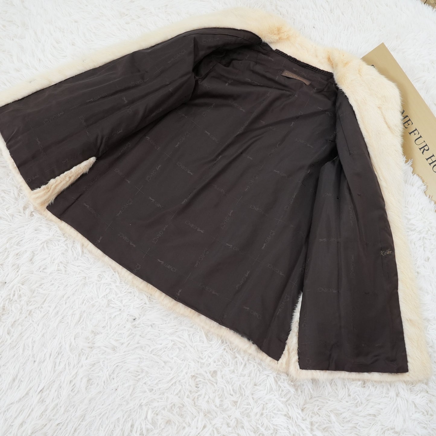 White Mink ZipZag Pattern Genuine Vintage Fur Japan
