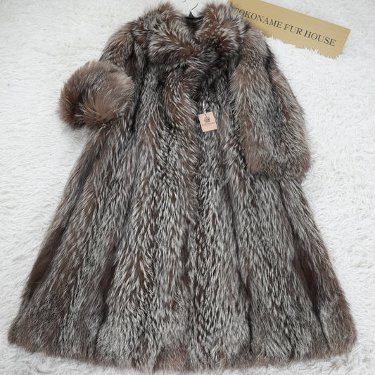 Silver Fox Long Coat - Genuine Vintage Fur From Japan