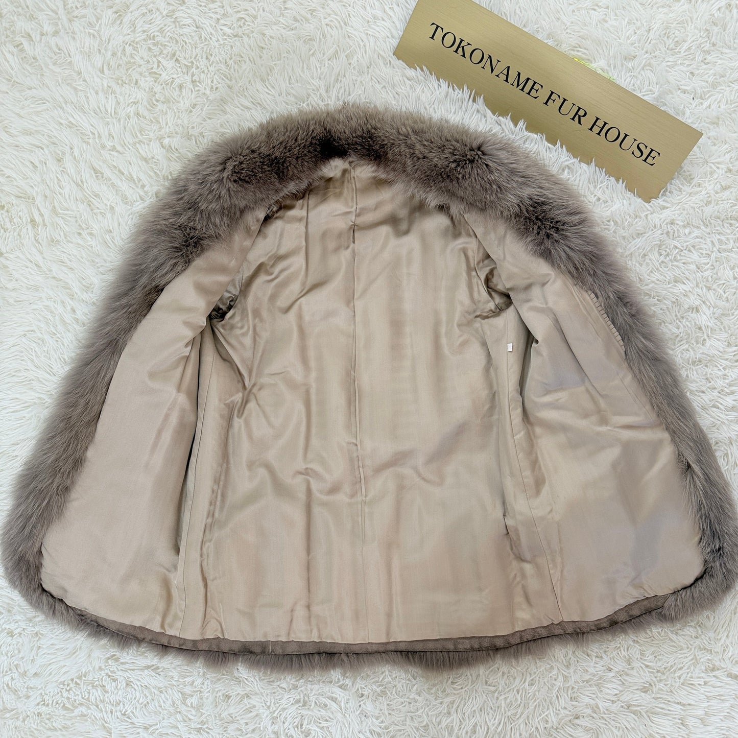 Ash Beige Fox Coat Genuine Vintage Fur Japan