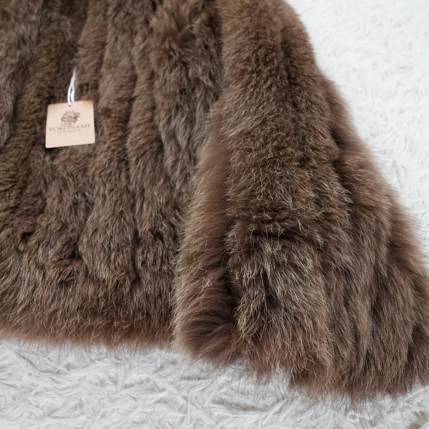 Brown Dyed Fox Fur crop Jacket - Genuine Vintage Fur From Japan