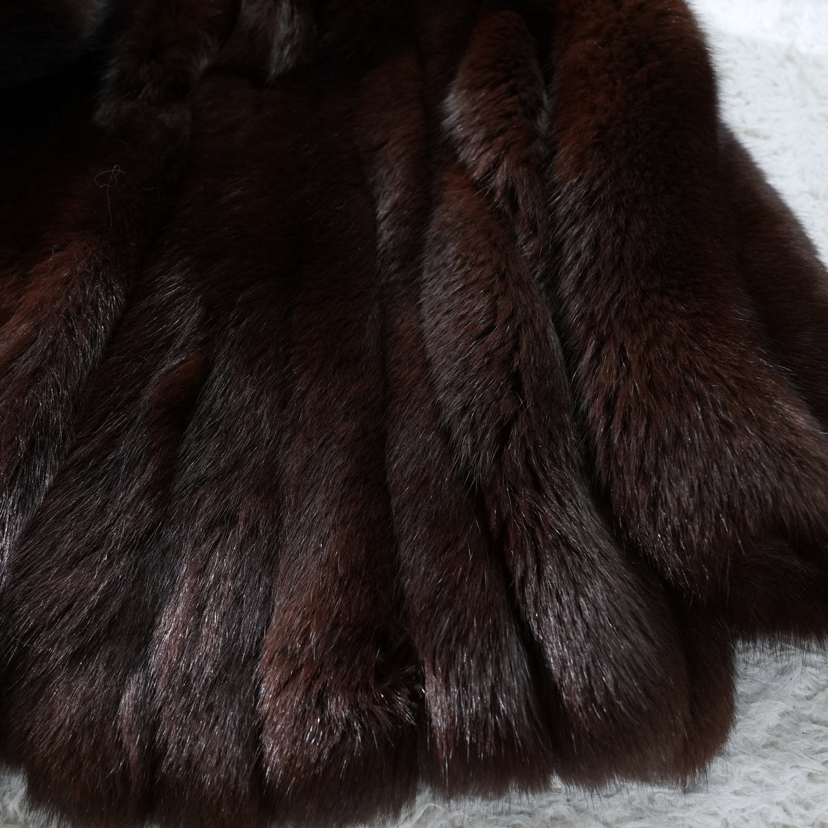 Dark Brown Dyed Fox Fur Coat Soft and Fluffy - Genuine Vintage Fur From Japan