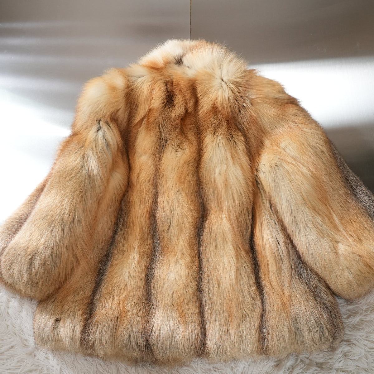 Golden Island Fox Fur Coat Very Soft and Fluffy - Genuine Vintage Fur From Japan