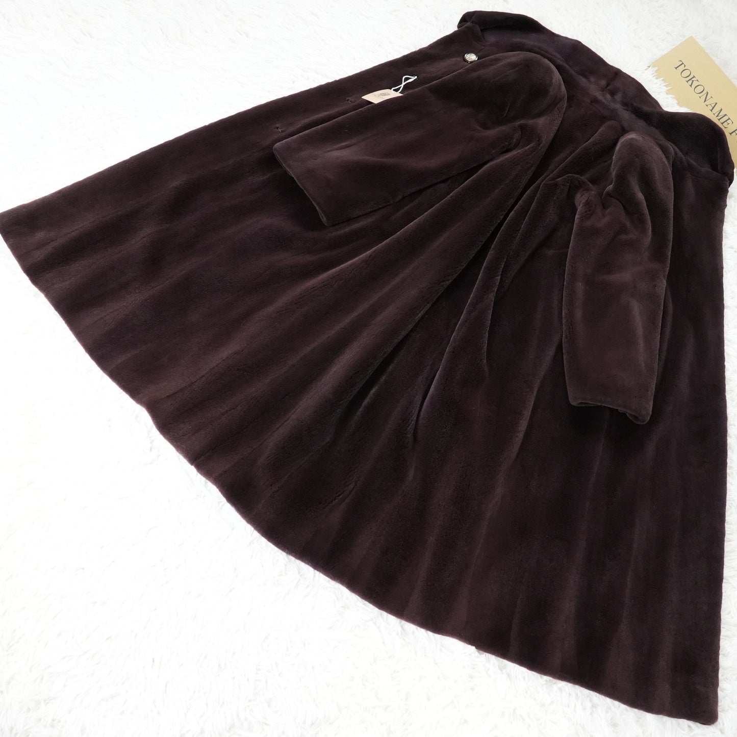 Chocolate Brown Shaved Mink Long Coat EMBA - Genuine Vintage Fur From Japan
