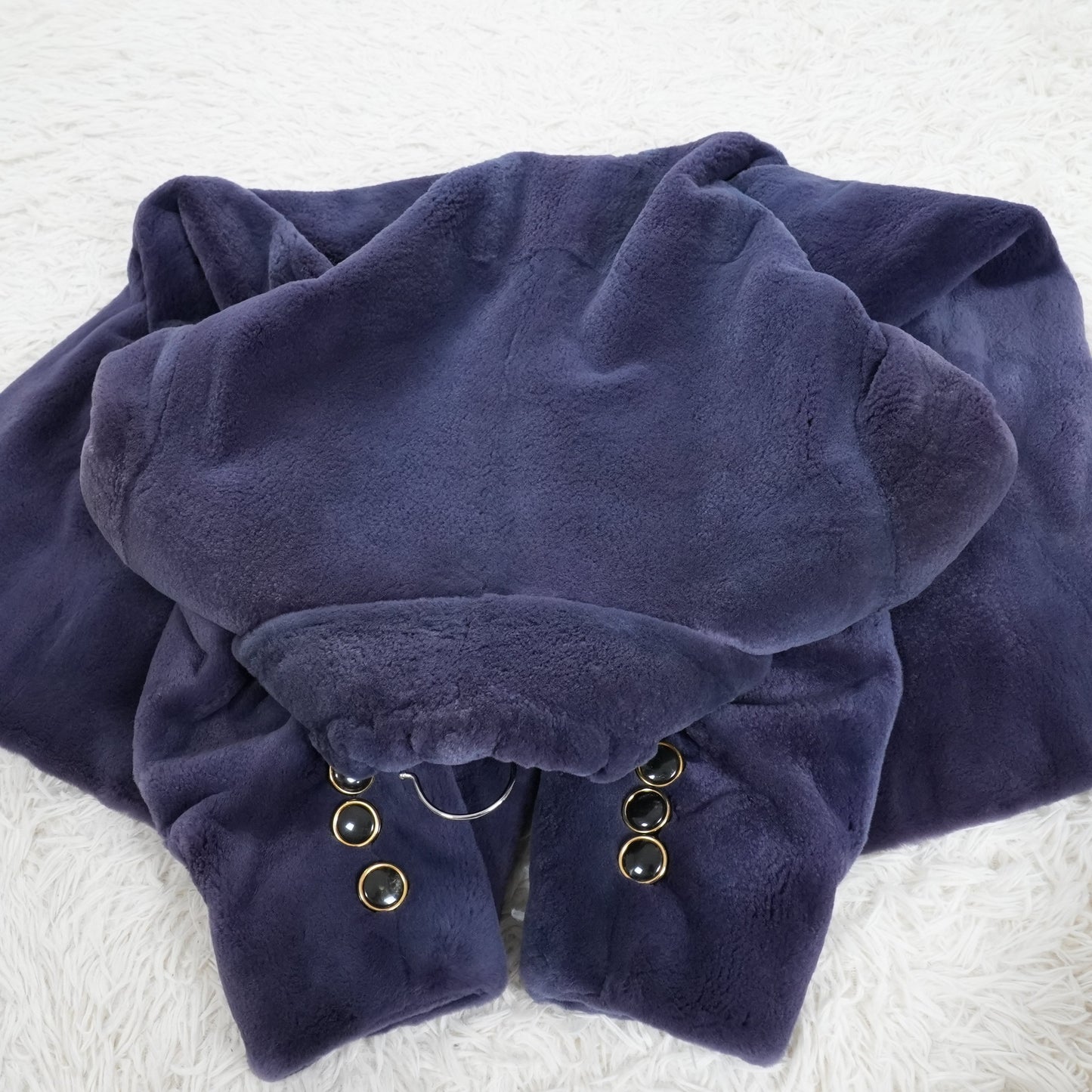 Shaved Mink Blue Dyed Long Coat - Genuine Vintage Fur From Japan
