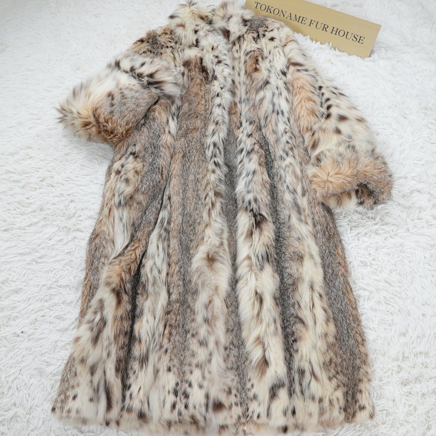 Lynx Fur Long Coat Roll Up Sleeve Calvin Klein - Genuine Vintage Fur From Japan