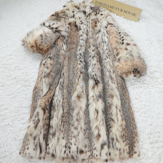 Lynx Fur Long Coat Roll Up Sleeve Calvin Klein - Genuine Vintage Fur From Japan
